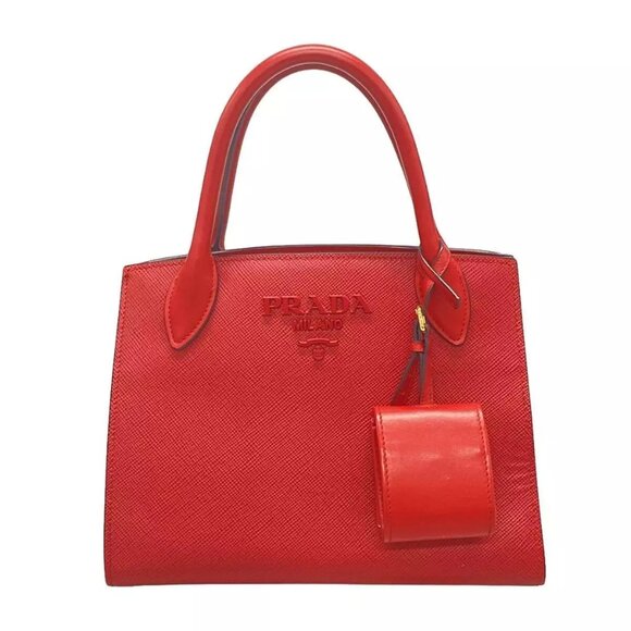 Prada Handbags - 100% Authentic PRADA Monochrome Bag Red Saffiano Leather Handbag